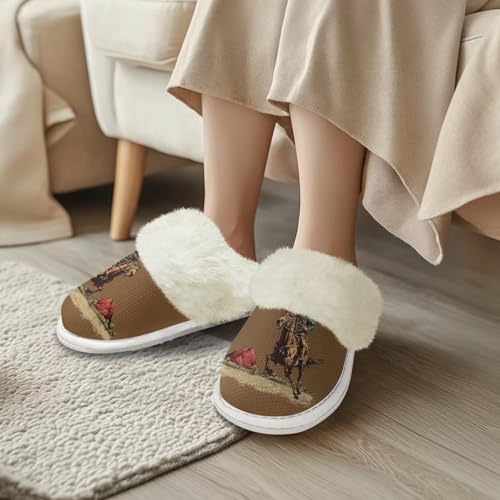 Womens Fuzzy Slippers Warm Winter House Slippers Indoor Slip-on House Shoes Memory Foam Shoes3