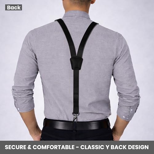 Image of Grain Buffalo Leather Suspender for Men | 0.2 inches thickness | Western Heavy Duty Dress Suspender