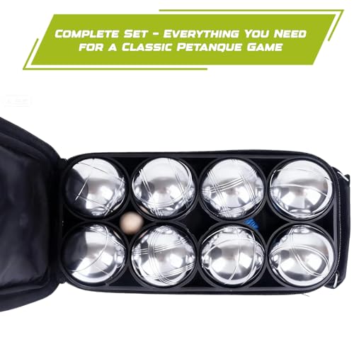 WodGod Boules Game Set – 8 Stainless Steel Balls with Carry Case, Target Ball & Measuring String, Classic Petanque Game Set for Lawn, Beach & Backyard – Outdoor Family Bocce Ball Fun - Image 4