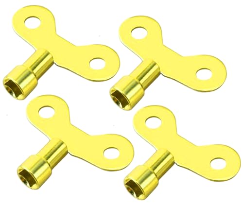 Hyamass 4-Piece Brass Valve Key Kit - Professional Radiator Vent & Bleed Keys (6mm) for Plumbing Systems | Corrosion-Resistant Brass Tools for Faucet, Water Tap & HVAC in Factories/Homes/Gardens