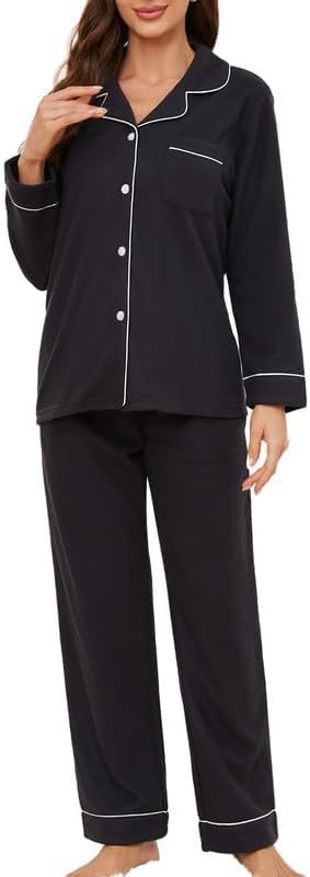 U2SKIIN Womens Button Up Pajama Sets Soft Long Sleeve Pajamas for Women Warm Flannel Knit Lounge Sets - Image 2