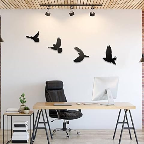 HRZZEOKV 4Pcs Flying Bird Metal Wall Art, Metal Silhouette Decorative Painting, Flying Bird Wall Sculpture, Home Wall Decoration, for Living Room Balcony Wall Hanging Cover