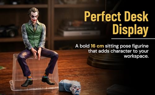 Image of 16cm Clown-Themed Villain Action Figure - Sitting Pose Figurine with Removable Mask, Multicolor Desk & Car Decoration - Collectible Model Toy (1 Piece)