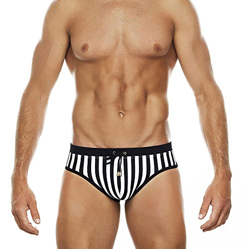 Baotung Slip de bain pour homme rayé sports nautiques court moulant, rayures, XL Cover
