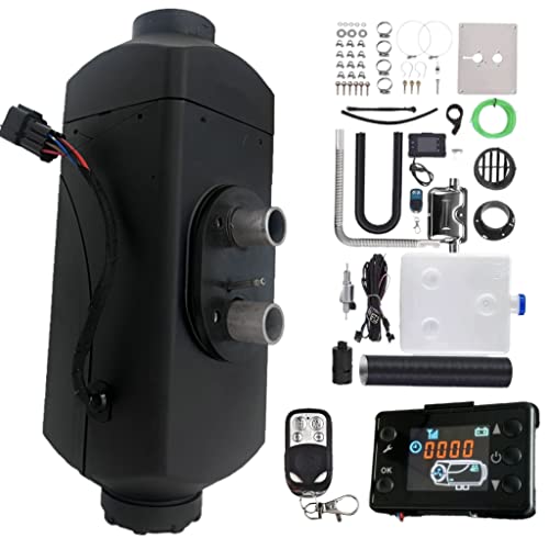 Calentador de aire diésel, calentador de estacionamiento nocturno diésel de 12 V y 2 kW con interruptor LCD, control remoto y silenciador, tanque de 10 l para automóviles, camiones, autocaravanas, b