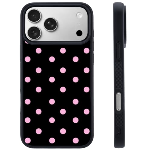Coque iPhone 17 à pois roses et noirs antichoc en TPU souple