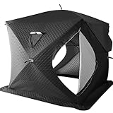 Outdoor Saunazelt, Isoliertes Allwetter Angelzelt für 4 Personen mit Schornstein, Einfache Einrichtung für Camping und Schneefischen