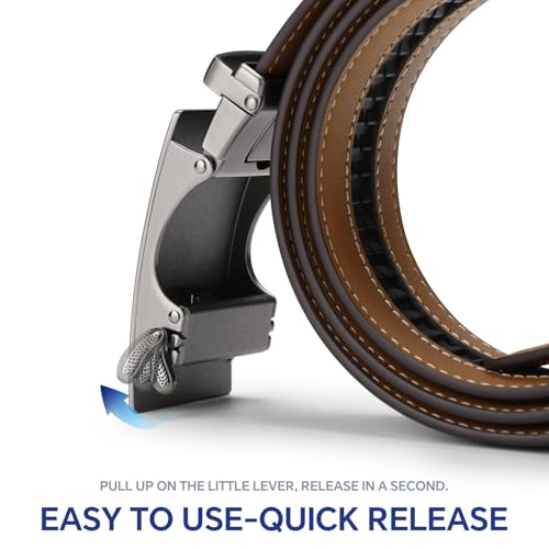 VANNANBA Men's Belt,Ratchet Slide Belts for Men Fashion Leather 1 3/8" Adjustable for Dress Jeans,Micro Size Customized4