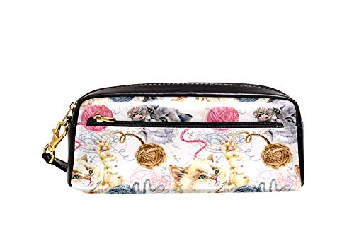 Preisvergleich Produktbild Große Kapazität; Schreibtisch-Bleistiftmäppchen für Stifte, Kosmetiktasche mit Reißverschluss für die Schule 21 x 8 cm Cute Kitten Spielball Wollfäden Einheitsgröße Farbe1