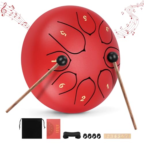 6 Tons Méditation Yoga Steel Tongue Drum 3 Pouces 6 Tons - Mini Handpan Instrument De Percussion - Pour Méditation Et Débutants Percussion Acier