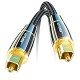 JSAUX Digital Optical Audio Toslink Cable 10FT, [24K Gold-Plated, Ultra-Durable] Fiber Optic Cable Male to Male Cord Compatible with Sound Bar, TV, PS4, Xbox, Home Theater, Samsung………