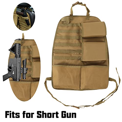 Khaki Tactical Car Back Seat Gun Rack Holder Organizer With Molle Panel Universal Front Seatback Cover Storage Bag For Hunting Rifles Shotguns Mount Fit For Truck Vehicles Suv Mpv Pickup - 2Pcs #TOP4