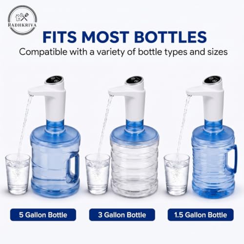 Image of Automatic Water Dispenser Pump with 600ml Quantitative Control | Rechargeable Battery, Wireless Smart Touch Water Bottle Pump for 20 Litre Can, Home, Office, Kitchen (White) - 600 ML
