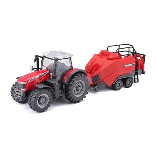 Bburago Tracteur Massey Fergusson 8740S avec Levier de cric 10 cm
