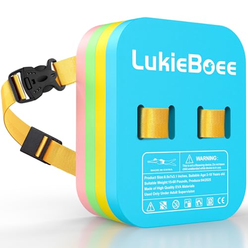 LukieBoee Back Float Kids Swim Belt 3-12yrs Swim Bubble for Kids Toddlers Swimming Beginners Pool Lesson Swim Trainer - Soft & Safe 38 Shore A EVA Material (10lb-60lb)