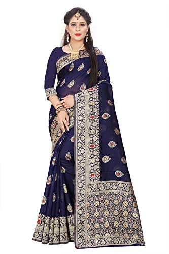 Zabia Fashion Indian Women's Banarasi Silk Rich Pallu Saree I Wedding Traditional Designer Party Wear Saree PARI 66 (NAVY BLUE)