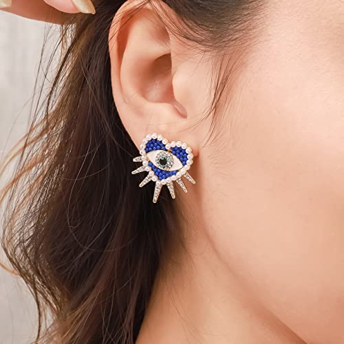 Heart Evil Eye Earrings Flat Back Pearl Cubic Zirconia Fashion Earrings For Women Birthday Christmas Jewelry Gifts2