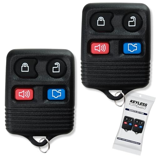 KeylessPros 4-Button Keyless Entry Remote Key Fob Replacement, Compatible with Ford Edge Mustang Focus Explorer Taurus, Lincoln, Mercury, Mazda, CWTWB1U345, CWTWB1U331 (2-Pack)