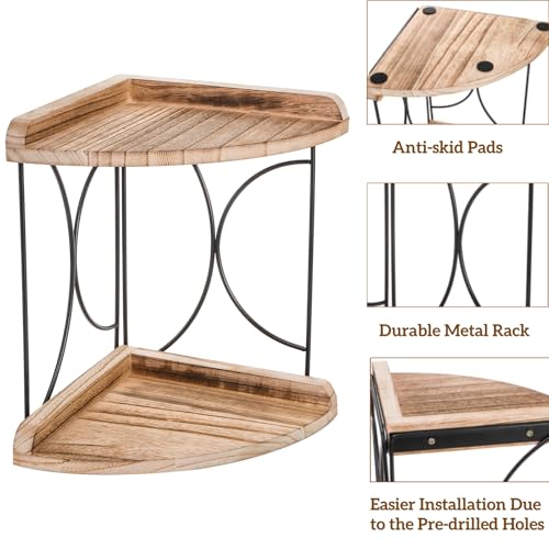 Image of Goaste 2-Tier Bathroom Counter Organizer, Wood Vanity Corner Shelf, Skincare Storage Standing Tray, Kitchen Countertop Spice Rack, Makeup Perfume Holder for Bathroom Organization, Dresser, Kitchen