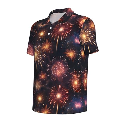 Polo imprimé feux d'artifice manches courtes et respirant pour homme