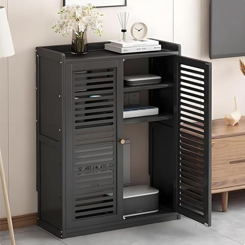 Armoire de rangement blanche pour routeur WiFi et boîtier de gestion des câbles 82cm