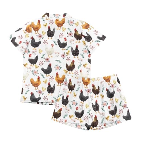 Image of Women's Short Sleeve Sleepwear Pajamas Nightwear with Pockets | skin-friendly breathable material resists pilling fading and deformation after repeated washing