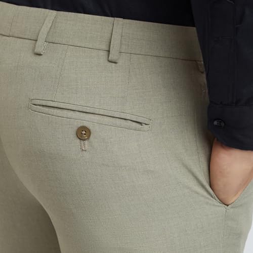 Image of Raymond Men's Slim Fit Mid Rise Solid Pattern Poly Viscose Blend Flat Front Formal Trouser