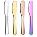 ReaNea Coltelli da burro spalmatore 4 pz, coltello da burro in acciaio inox con titanio oro, colorato, placcato oro rosa, spalmaburro per casa e ristorante lavabile in lavastoviglie immagine