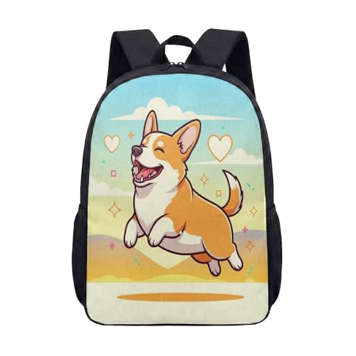 Bonita mochila Corgi de 17 pulgadas, mochila escolar para niños, niñas, niños, mochila con estampado de perro kawaii para adolescentes, bolsa de viaje para laptop, 08., L, Minimalista