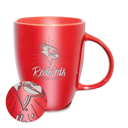 Rico Industries NCAA Illinois State Redbirds Sunburst Red 18oz Laser Engraved Ceramic Lustre Mug
