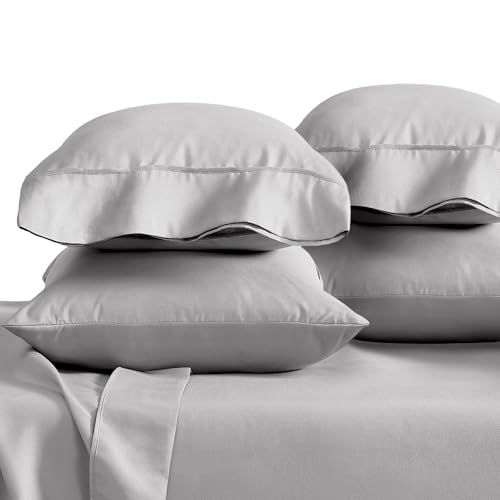 Image of Bare Home Microfiber Bulk Pillow Cases - Standard /Queen Size Set of 4 - Cooling Pillowcases - Double Brushed - Light Grey Pillowcases 4 Pack - Easy Care (Standard - 4 Pack, Light Grey)