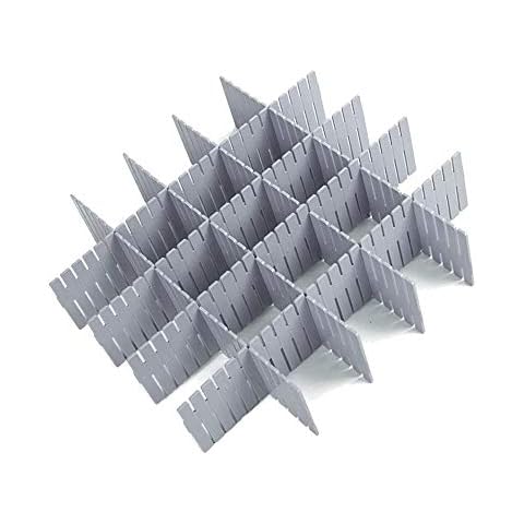 Youngine 8pcs Plastic DIY Drawer Dividers, Adjustable Drawer Storage Organizer Grid for Office Kitchen Home (Grey) Cover