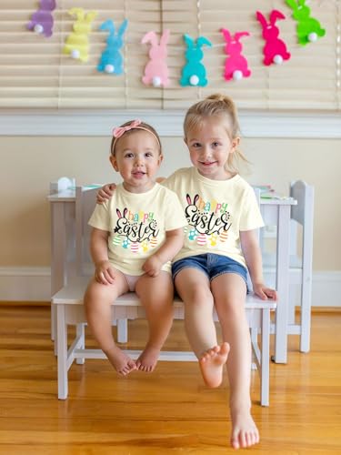 YZMI Toddler Girl Easter Shirt Cute Happy Easter Tshirt Kids Funny Bunny Graphic Tee Tops 4T C-Apricot YZMI Toddler Girl Easter Shirt Cute Happy Easter Tshirt Kids Funny Bunny Graphic Tee Tops 4T C-Apricot - Image 3