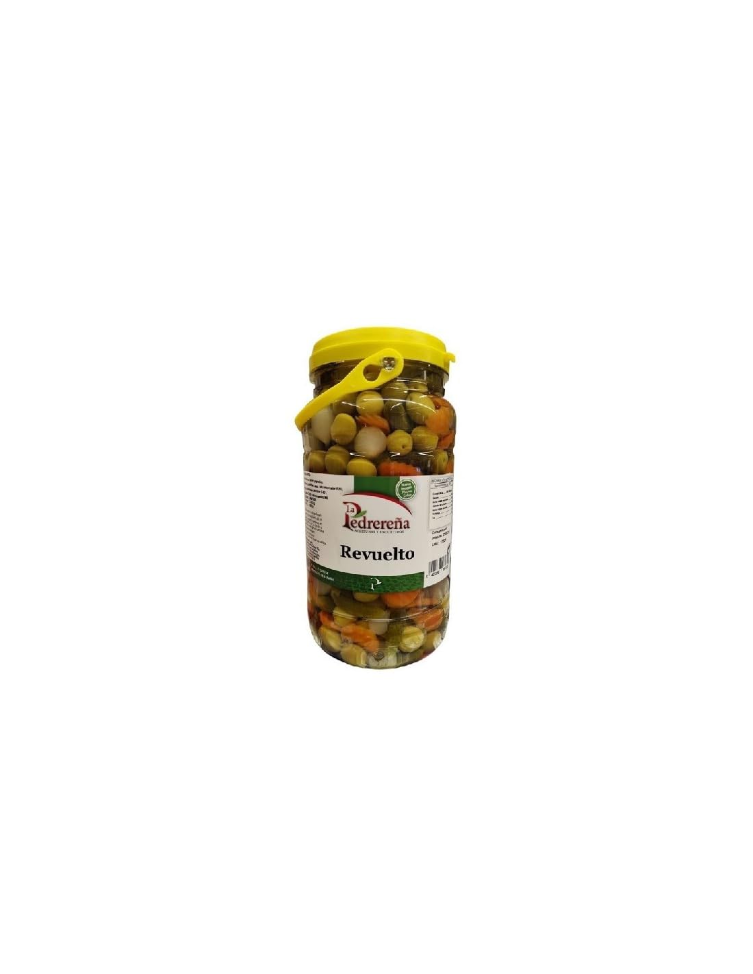 La Pedrereña Revuelto 2790 g – Mezcla de Aceitunas Manzanilla y Encurtidos en Tarro Extra Grande, Aperitivo Tradicional Español, Ideal para Tapas y Aperitivos, Producto de España