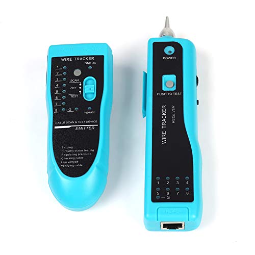 Handheld Wire Rapid Contactor Wire Cable 2 Contactor 220v LAN Network Cable Tester Line Finder with RJ11 RJ45 with Clamp (Sky Blue)