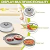 Microwave Splatter Cover for Food with Anti-scald Base Plate,Large Plastic & Silicone Vented Avoid Scalding Collapsible Guard Lid, Plate & Kitchen Colander for Meal Prep-10.7 Inch (2pcs-Gray-Black) #5