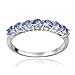 GemStar USA Sterling Silver Tanzanite Half Eternity Band Ring, Size 10
