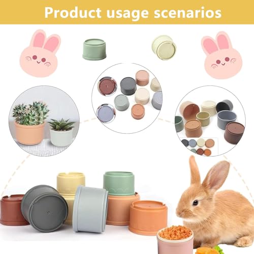 WNXBFO 8 PCS Stacking Cups for Rabbits - Bunny Toys for Hiding Food and Playtime Fun, Multi-Coloured and Various Sizes - Image 6