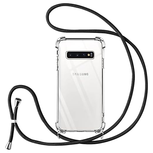 Vauki handyband für Samsung Galaxy S10 Plus Hülle mit Band Handyhülle Silikon Transparent zum Umhängen Stoßfest mit Kordel Necklace Schnur TPU Bumper Case für Samsung S10 Plus
