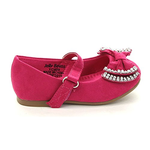 Yoyoma Toddlers Little Girls Glitter Bow Ballerina Falt Shoes,Fuchsia,62