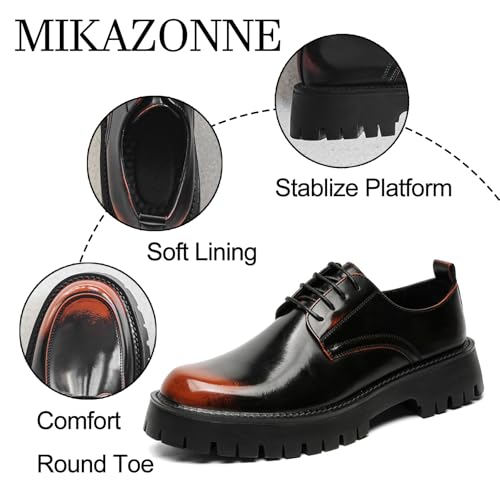 Men's Leather Platform Formal Derby Shoes Round Toe Lug Sole Lace Up Dress Shoes Casual Work Office Business Oxfords3