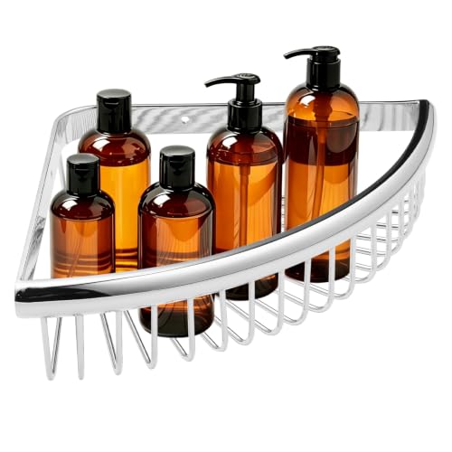 Beelee Rustproof Corner Triangular Bath Shelf Shower Caddy,Wall Mounted Stainless Steel Basket Dishrack for Shampoo Conditioner Bathroom Kitchen Organizer