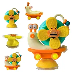 Innovitoy 5-in-1 Spinner – Yellow Snail Spinner with 5 Play Modes, Suction Cup & Friction car. Perfect Sensory Gift for 0-3 Years Babies