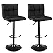 Songmics - Lot de 2 tabourets de bar avec surface en velours, hauteur réglable, chaise de cuisine pivotante avec dossier et repose-pieds, noir