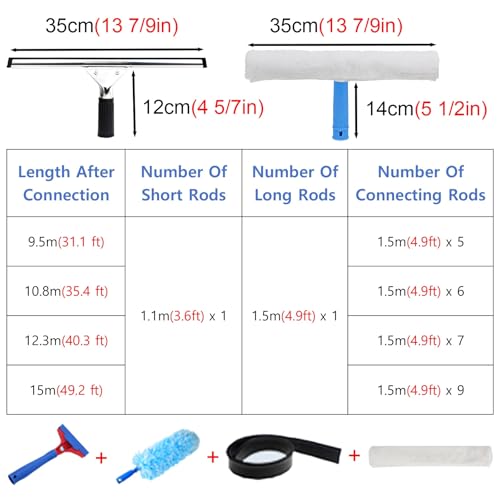 Perche de nettoyage de vitres de 12,3 m en matériaux haute résistance - 5