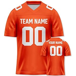 Custom Football Jersey Personanlized Football Uniform Printed&Stitched Team Name Number Sports Gifts for Men Women Youth Orange