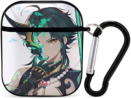 QMJHHW Apple Bluetooth Headset Cover The Unicorn Xiao Genshin Impact AirPods Case 1&2 Comes with a Key Chain, Compatible with Wired Charging, Personalized and Customized Patterned Prints