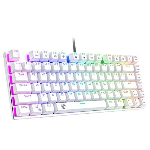 E-Element Z-88 RGB Mechanical Gaming Keyboard, Brown Switch, LED Backlit, Water Resistant, Compact 81 Keys Anti-Ghosting for Mac PC, White