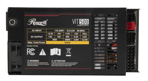 Image of Rosewill VIT 500W, Mini ITX /Flex ATX / 1U Fully Modular Power Supply, Full Range Active PFC 90-264V, 40mm Two Ball Fan, Suitable for Mini Server, NAS, Small Form Factor - 5 Year Warranty