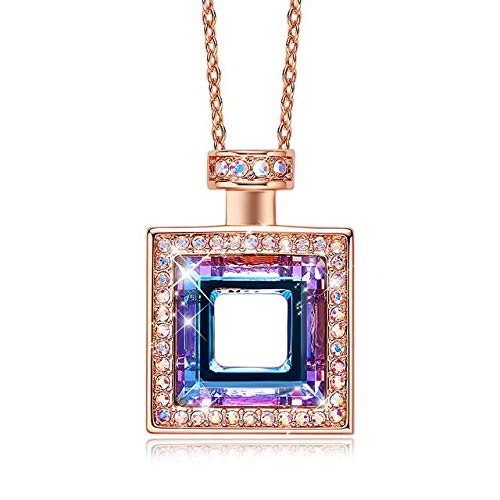 Collier d'or rose et cristaux carrés pour vos soirées